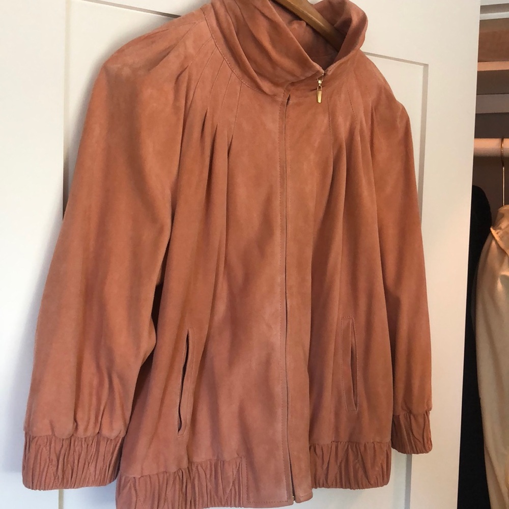 St. John suede zip front jacket